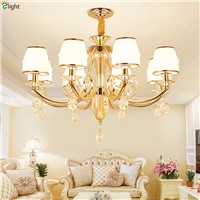 Modern Lustre Crystal Led Pendant Chandeliers Light Gold Metal Living Room Led Chandelier Lighting Dining Hanging Lights Fixture