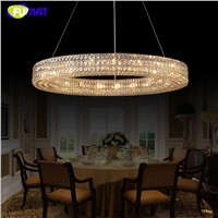 FUMAT American RH Spiridon Lustre De Cristal LED Round Chandelier Vintage Loft K9 Crystal Hanging Ring Lamp For Living Room