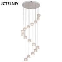 Staircase chandelier LED modern minimalist restaurant art creative personality spin double staircase jump glass chandelier