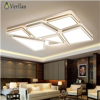 Square Modern led ceiling Chandelier lights for living room bedroom luminarias Aluminum White Chandelier Fixtures remote control
