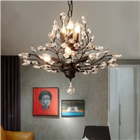 2016 New Vintage American Black Gold Chandelier Crystal Chandeliers For Home Living Room Dinning Room Restaurant Lamp E14 WPL191