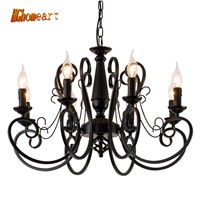 HGhomeart Chandeliers Iron art chandelier dining room modern simple living room creative personality retro European candle lamps