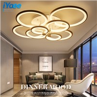 rings white finished chandeliers LED circle modern chandelier lights for living room acrylic Lampara de techo indoor Lighting