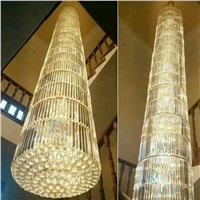 Modern stair long crystal round Chandeliers lamps spiral Chandeliers Upscale high ceiling long chandelier lighting stairway