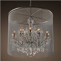Vintage Candle Chandeliers Lighting Aluminum Chain Crystal Chandelier Hanging Light for Home Living and Dining Room Decoration