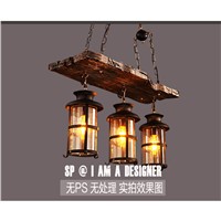 American retro industrial wind chandeliers bar LOFT Cafe glass solid wooden chandelier lighting LED vintage simple personality