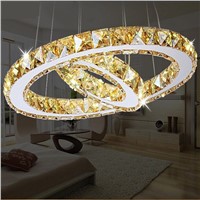 2 rings LED Chandeliers Creative round restaurant modern crystal lamp living room dining room lighting garden golden lamps