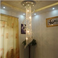 Long Crystal Stair Lamp Flush Mounted Stair Light Fitting for staircase villa lustres Spiral Crystal Chandelier Light Fixture
