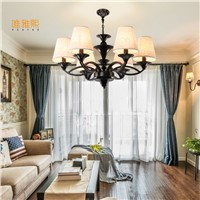 led lights for home lustre white Fabric  lampshade chandelier iron modern  chandeliers american style  indoor lighting fixture