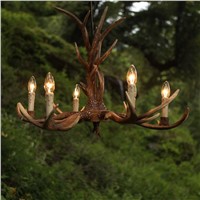 Resin Antler Chandelier Europe Style Retro Droplight Study Dining Room Bedroom Bar Suspension Lamp