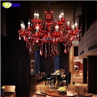 FUMAT Crystal Chandelier Retro Candle Red Glass Lamp Lustre Living Room Cafe Coffee Bar Clothing Store Art Candle Chandeliers