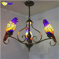 FUMAT Parrots Shape Chandelier European Vintage Glass Shade Light Dining Room Hanging Lamp Pendientes Lustre Light Fixtures