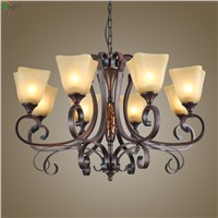 American Retro Iron Led Pendant Chandeliers Lamp Lustre Glass Living Room Led Chandelier Lighting Led Hanging Lights Fixtures