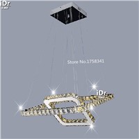 Modern minimalist stainless steel LED Square crystal chandelier lamp bedroom luxury living room lighting WE-007