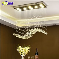 FUMAT Brief Modern Rectangle K9 Crystal Chandeliers Wave Crystal Light For Living Room Dining Room Lustre LED Crystal Chandelier