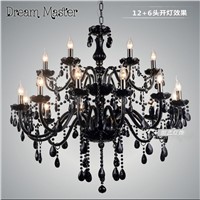 European black crystal chandelier dining room bedroom clothing store Cafe LED lamp glass Postage free