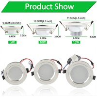 Silver White Ceiling LED Downlight 5w 10w 15w Led Lamp Recessed 110~220v LED Down Light Indoor Lighting Home Aluminum Spot Light