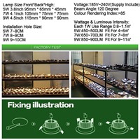 Silver Aluminum LED Downlight 5w 7w 9w Led Lamp Ceiling Recessed Round Spot Down Light Lamps Indoor Lighting Cold White Warm