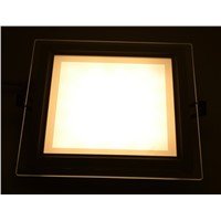 High quality Aluminum Glass LED Downlights 3 colors changeable ceiling lamp square shape panel 6w 9w 12w 18w