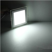 6W 12W 18W LED Panel Downlight Square Glass Cover Lights High Bright Ceiling Recessed Lamps AC85-265 With adapter