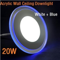3D Effect 20W 15W 10W Acrylic Round LED Panel Light Warm Cool White Acrylic LED Downlight Blue Border Ceiling Lamp Foyer Kitchen