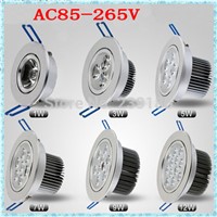 1pc LED Ceiling light 1W3W5W7W9W12W AC85-265V Down light Recessed LED Wall lamp Spot light With LED Driver For Home Lighting