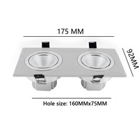 Square Bright Recessed Double LED Dimmable Square Downlight COB 14W 20W  LED Spot light decoration Ceiling Lamp AC 110V 220V