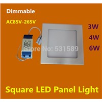 new 5pc3W 4W 6W 9W Dimmable Slim Square led panel  Warm/Cool White AC85-265V  LED  ceiling light