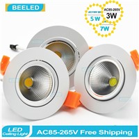 in stock 3W 5W 7W LED COB downlight Recessed LED Ceiling lights Spot Lights Lamps White warm white led lamps bulb aluminum good