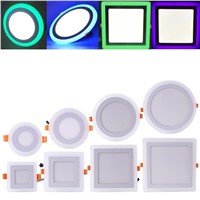 85-265V Ultra Slim 6W 9W 16W 24W Round&amp;Square Concealed Dual Color LED Panel Light Lamp Downlight Recessed Lights Indoor Lightin