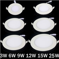 20pcs/lot Dimmable Ultra thin 3W/4W/6W / 9W / 12W / 15W/ 25W LED Ceiling Recessed Grid Downlight / Slim Round/Square Panel Light