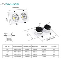 DVOLADOR Super Bright Recessed LED Downlight 10W 14W 18W 24W Dimmable 2 Head led Ceiling Recessed Light indoor Decoration Light