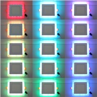 Ultra Slim 6W 9W 18W 24W Square Concealed Dual Color LED Panel Light Cool White+Blue/Red/Pink/RGB Lamp Downlight AC100-265V