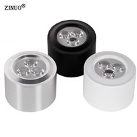 ZINUO 3W Surface Mounted Dimmable LED Downlight AC85-265V Ceiling Lamp Adjustable Spot Light With White/Black/Silver Colors