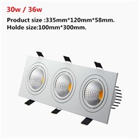 [DBF]Super Bright LED COB Downlight 15W 21W 30W 36W Recessed Ceilling Light Warm White/White 3 Head Square LED Downlight Fixture