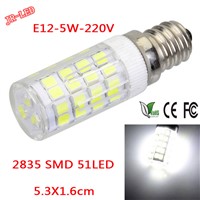 2pcs   E12 5W 2835 SMD 51 LED 500lm Highlight White6500k/warm white 3000k Light Bulb ( AC 220V)