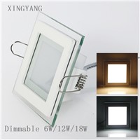 Dimmable LED Panel Downlight Square Glass Panel Lights High Brightness Ceiling Recessed Lamps