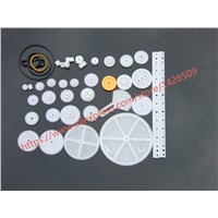 34 pcs/lot different type plastic mini gear and gear rack and worm and worm gear belt pulley for DIY toy model