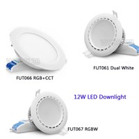 2.4G Milight FUT066 12W RGB+CCTLED Downlight AC86-265V 12W Led panel light Round dimmable &amp;remote