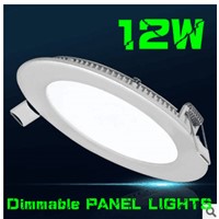 HOT!led downlight Ultra thin dimmable led panel light 12W Recessed LED Ceiling Round Shape Support Dimmer DHL FREE