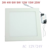 3W/6W/9W/12W/15W/125W LED downlight Square LED panel Ceiling Recessed Light bulb lamp AC/DC12V- 24V with drive