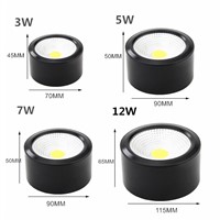 [DBF] Dimmable COB LED Downlight 3W/7W/12W Surface Mounted LED Ceiling Downlight AC110V-220V Home Luminaire With Black Color