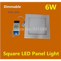 HOT! DHLWholesale 30pcs/lot 6W Dimmable square led panel ceiling light with AC85-265VDimension 120cm*120cm Hole size 105mm*105mm