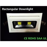 20PCS/lot  20W Recessed Rotatable Rectangle COB  LED Downlight  Die-cast aluminum Grille light white paint shell floodlight
