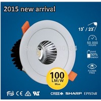 100lm/w cob bean angle 13,23 degree commercial led recessed lamp downlight High CRI, high lumen output efficiency
