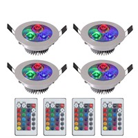 [4/Pack] RGB LED Ceiling Light Colors Changeable Recessed Ceiling Lamp 85-265V Spot Light LED Lighting With IR Romote Controller