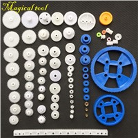 76pcs Plastic Shaft Single Double Reduction Crown Worm Gears DIY For Robot For Scientific Experiment Motor For Car Plane Ship