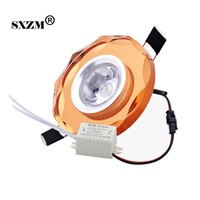 SXZM 5pcs/lot 1x3W white or warm white crystal led downlight mini led lamp for cabinet AC85-265V indoor home decoration
