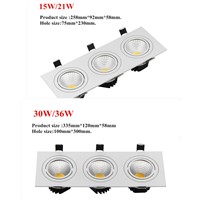 [DBF]Dimmable 3 Heads Square Recessed COB Downlight COB 15W 21W 30W 36W LED Ceiling Lamp AC110V/220V LED Spot Light With Driver