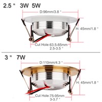 20pcs LED Ceiling Downlight  3W 5W 7W LED Recessed Cabinet Wall Spot light Down Lamp Gold Silver Cold White Warm White AC85-265V